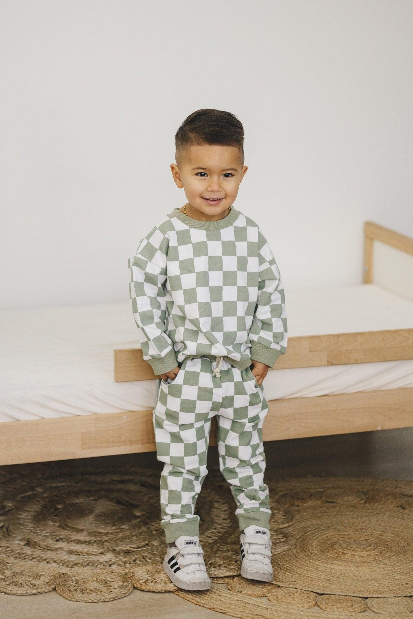 Organic Cotton Checkered Jogger Set - more colors - Little Joy Co.