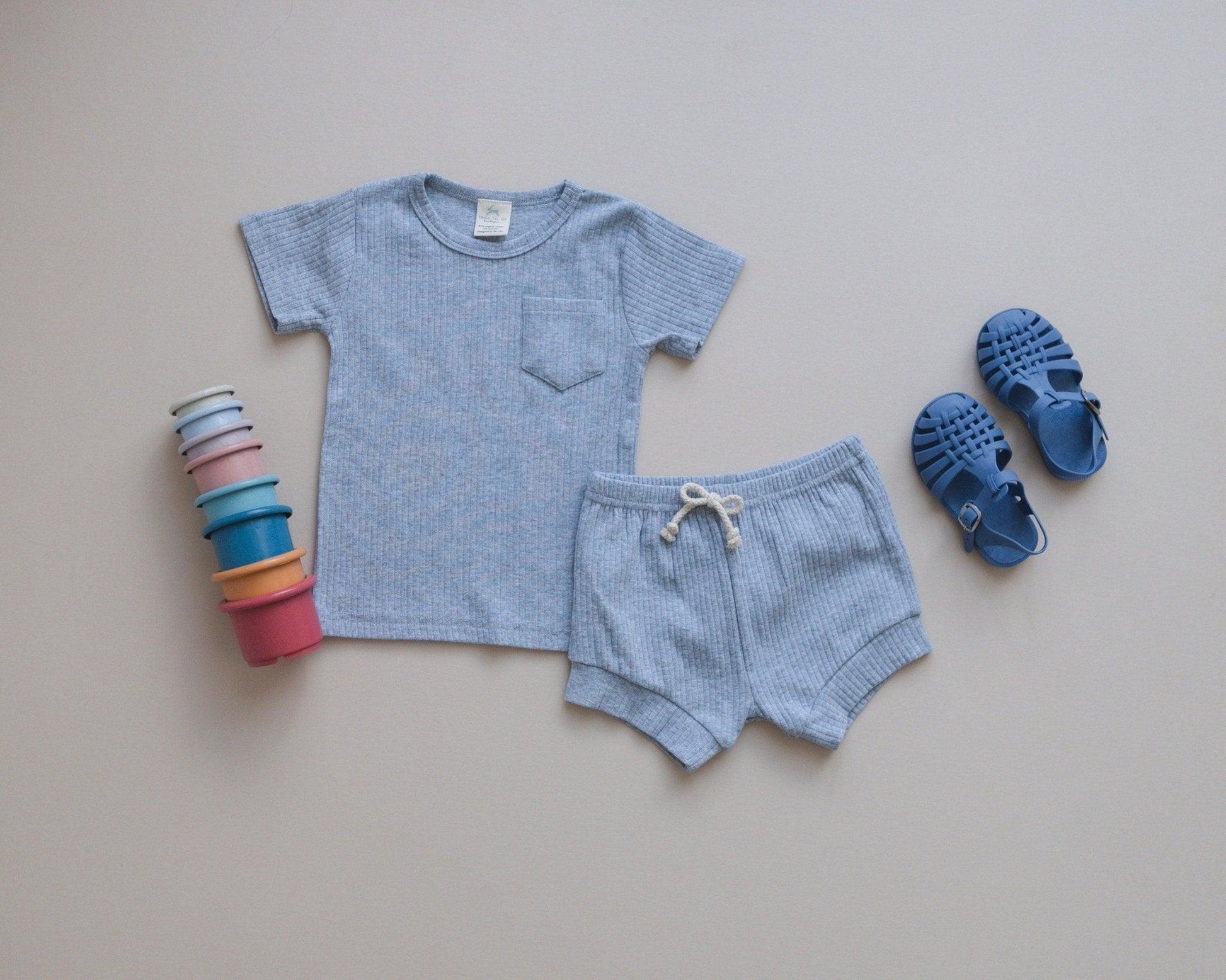Organic Cotton Ribbed 2pc Outfit - more colors - Little Joy Co.
