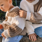 white + taupe check sweater