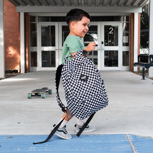 Full Size Black Checkered Backpack