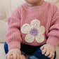 Pink Daisy Hand Embroidered Sweater - Little Joy Co.