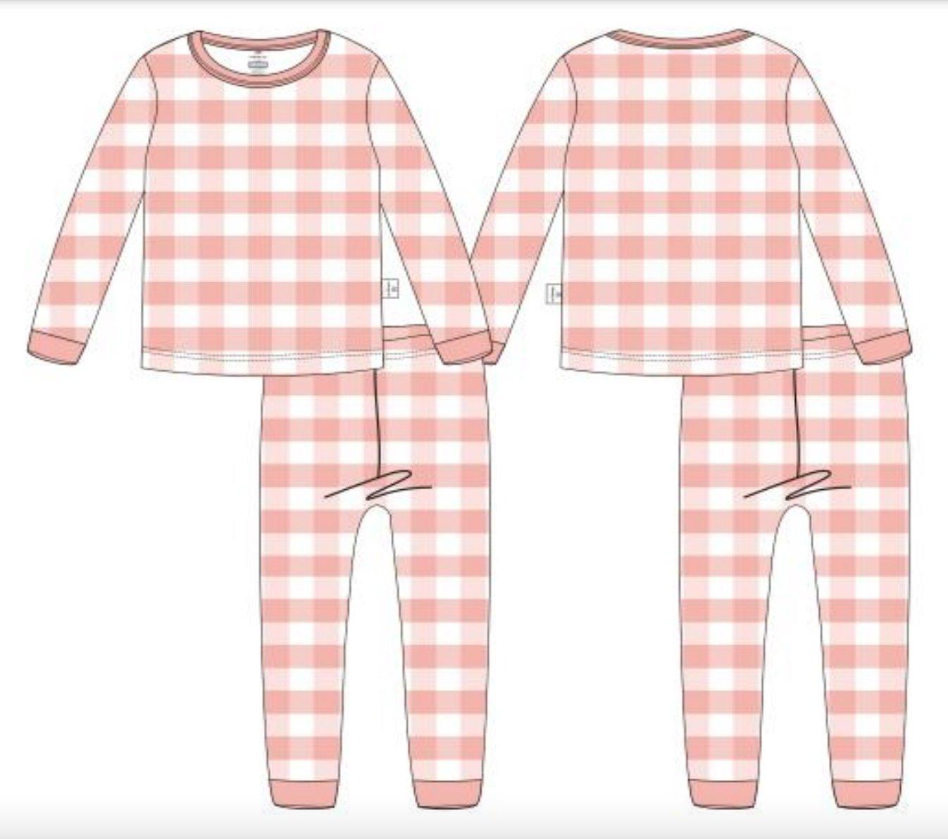 Pink Gingham 2pc Bamboo Pajama Set - Little Joy Co.