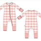 Pink Gingham Bamboo Zippy Romper - Little Joy Co.