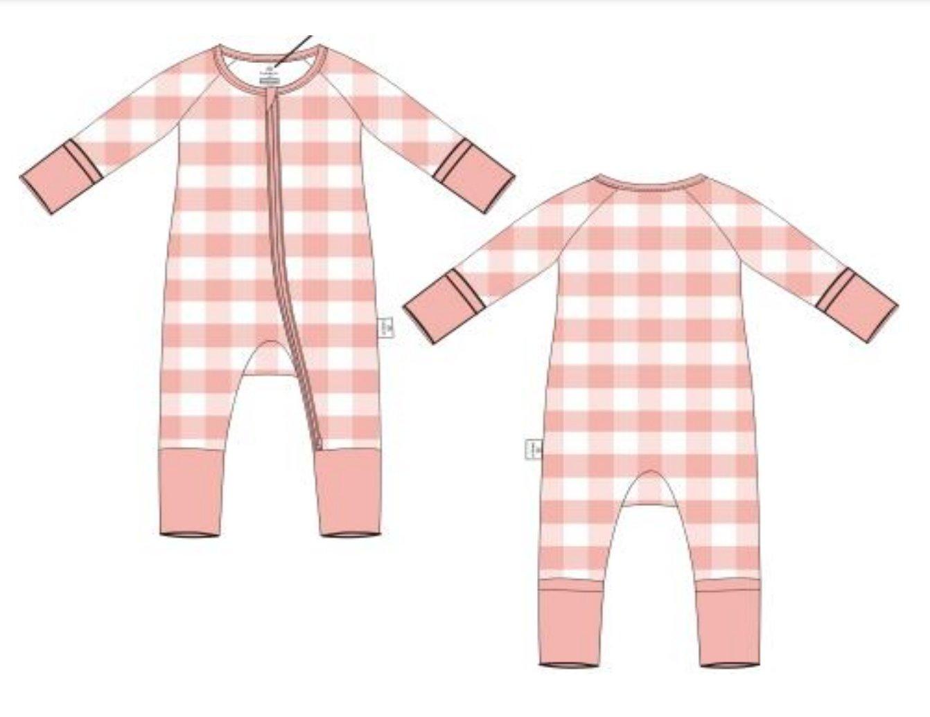 Pink Gingham Bamboo Zippy Romper - Little Joy Co.