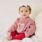 Pink Heart Hand Embroidered Sweater - Little Joy Co.