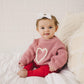 Pink Heart Hand Embroidered Sweater - Little Joy Co.