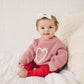 Pink Heart Hand Embroidered Sweater - Little Joy Co.