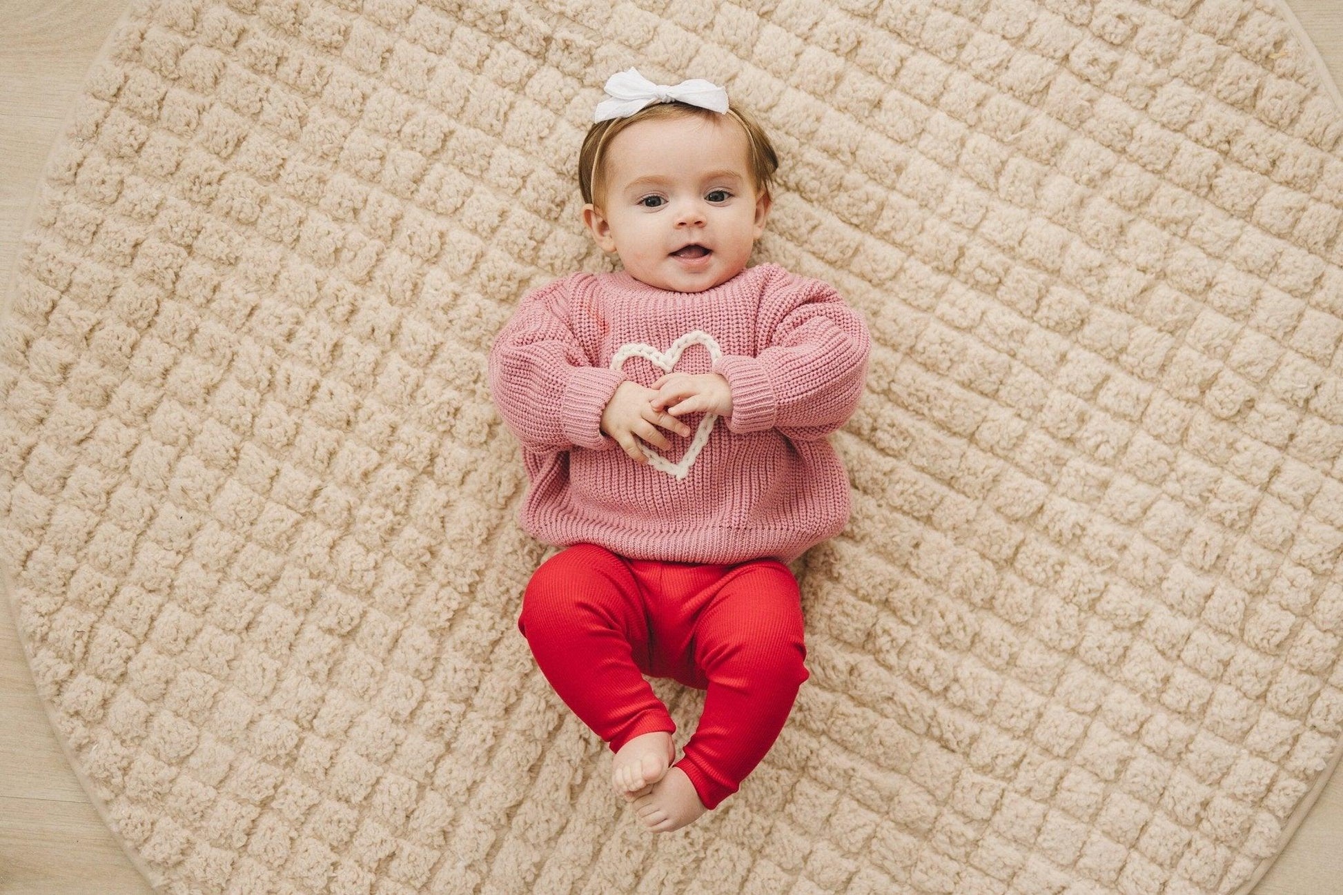 Pink Heart Hand Embroidered Sweater - Little Joy Co.