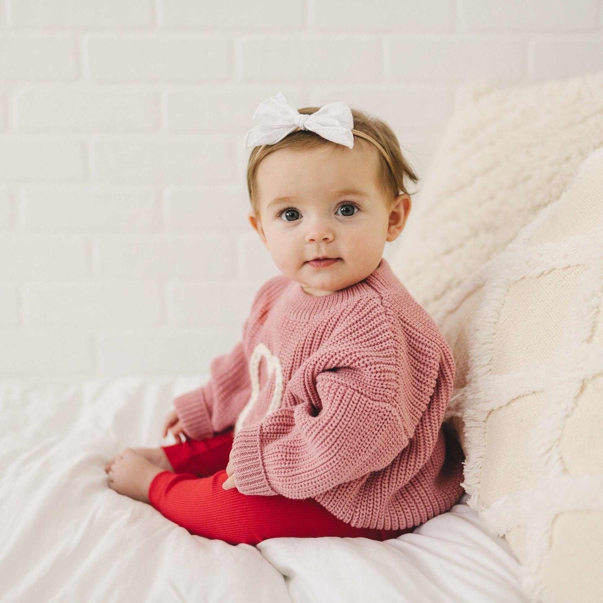 Pink Heart Hand Embroidered Sweater - Little Joy Co.