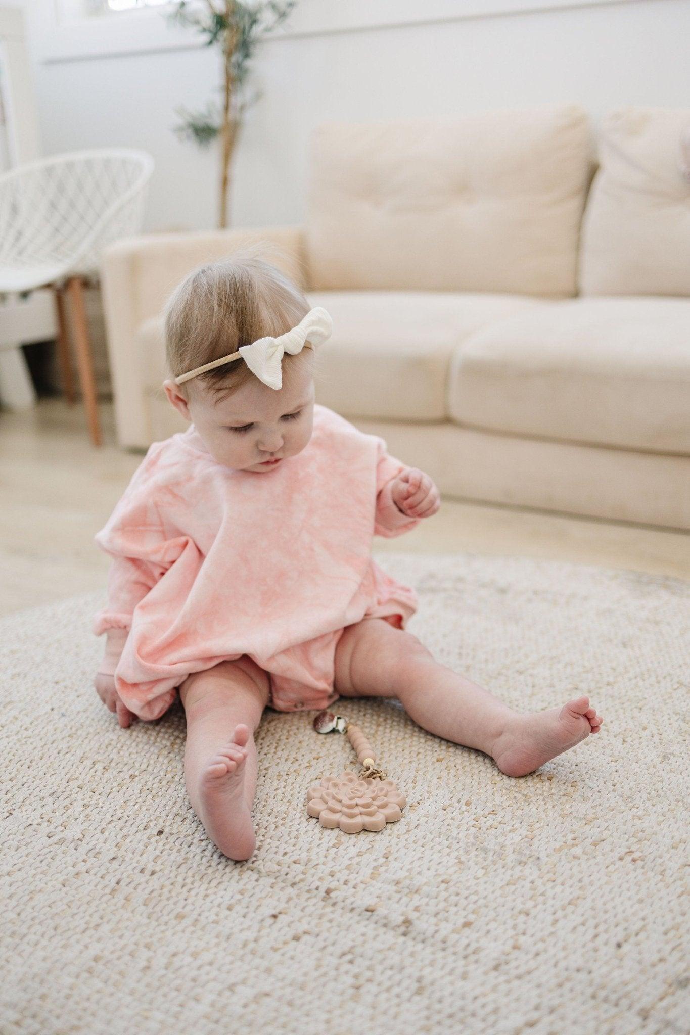 Pink & White Tie Dye Sweatshirt Romper - Little Joy Co.