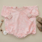 Pink & White Tie Dye Sweatshirt Romper - Little Joy Co.