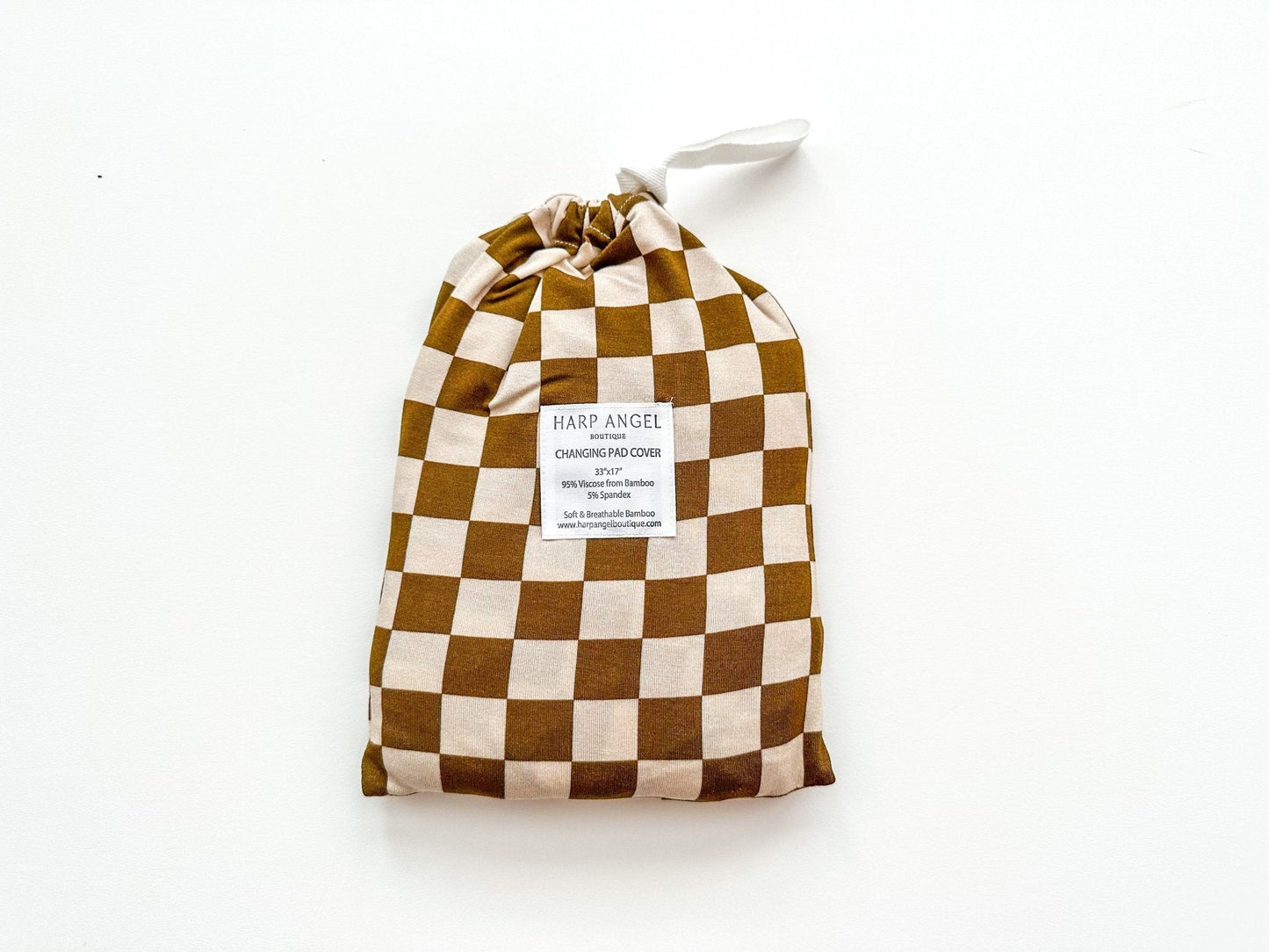 Bamboo Changing Pad Cover - Toffee Checkered