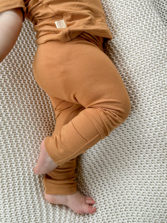 Fold-Over Footie Bamboo Leggings | Clay