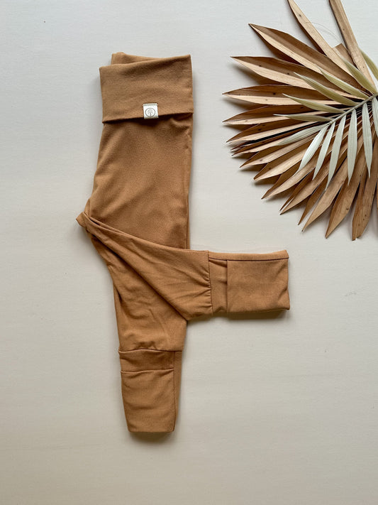 Fold-Over Footie Bamboo Leggings | Clay