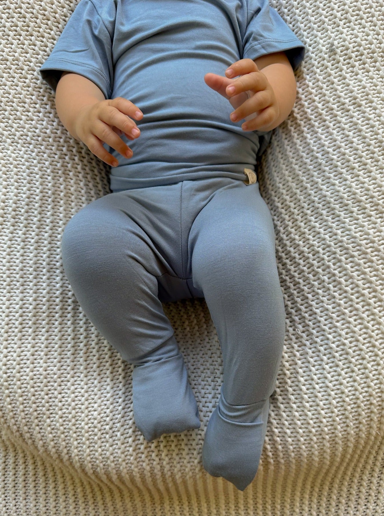 Fold-Over Footie Bamboo Leggings | Dusty Blue