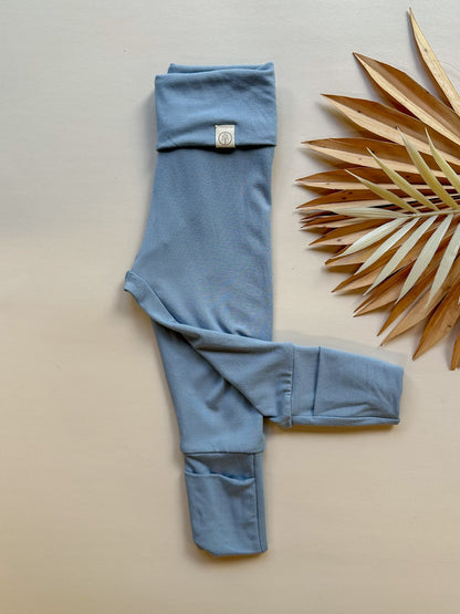 Fold-Over Footie Bamboo Leggings | Dusty Blue