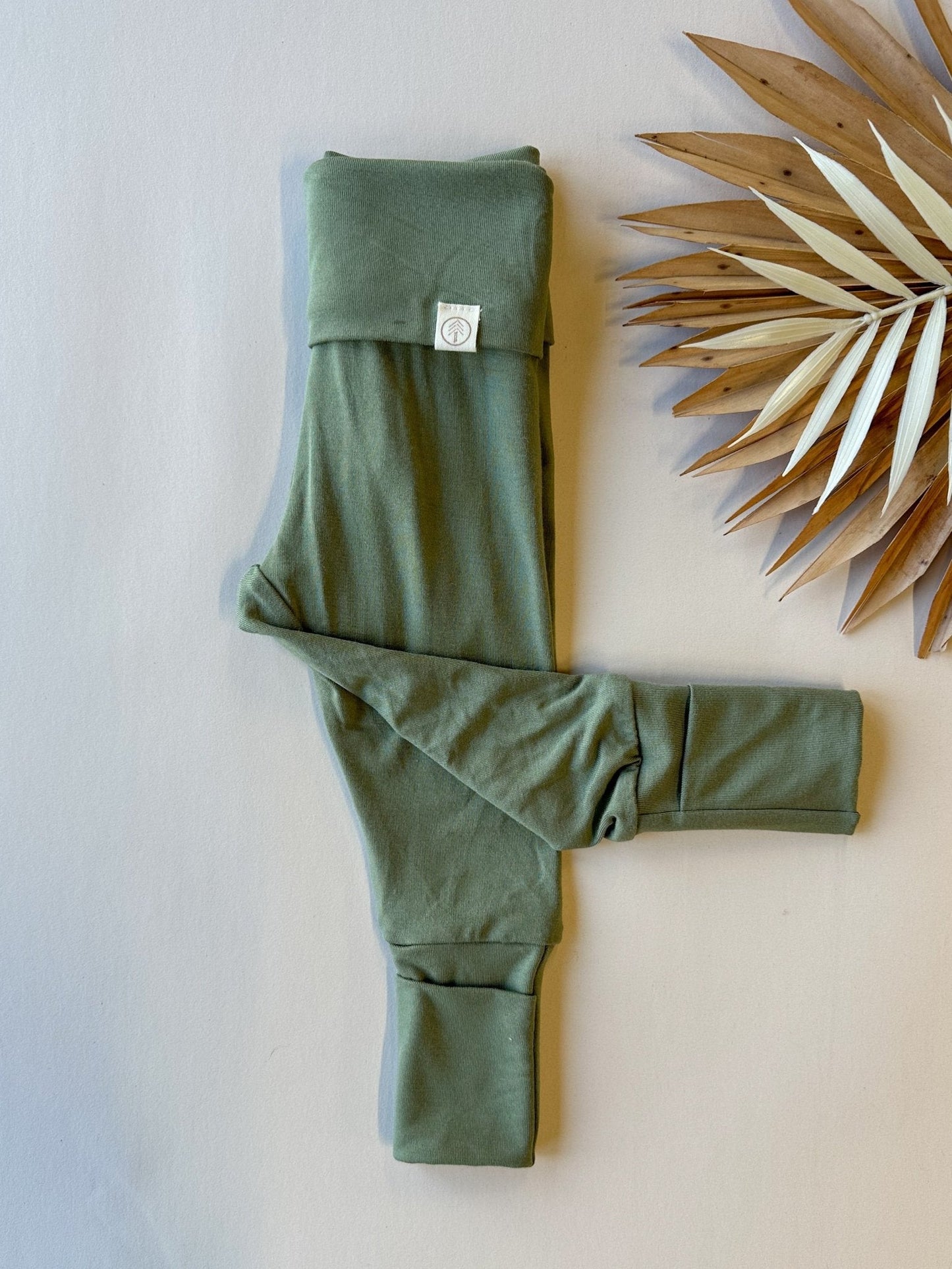 Fold-Over Footie Bamboo Leggings | Eucalyptus