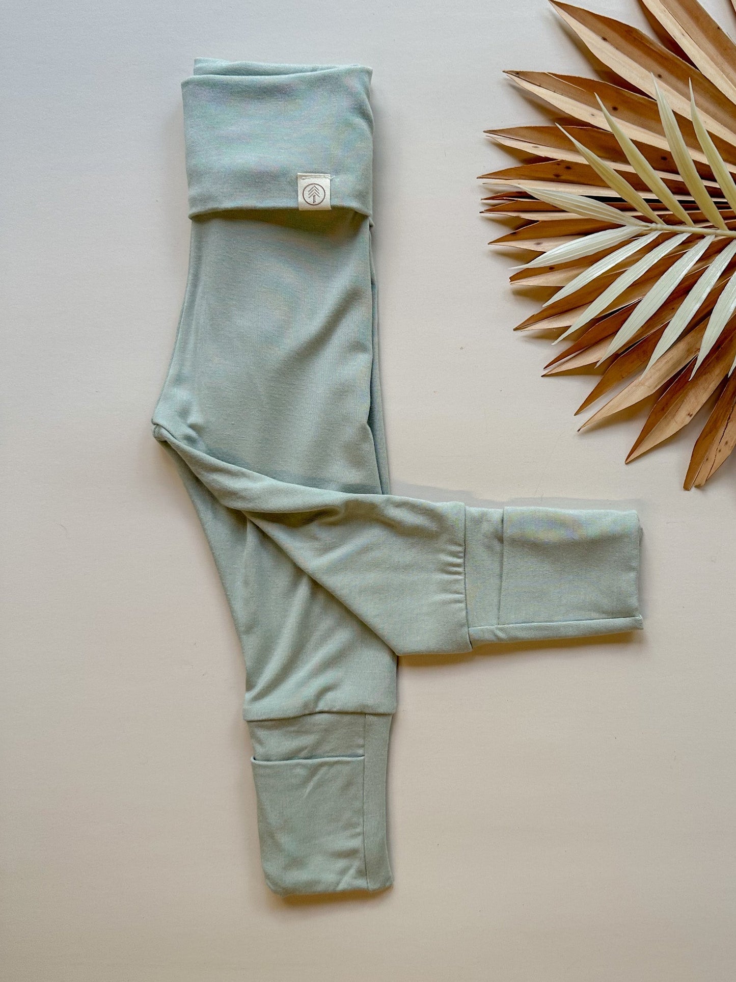 Fold-Over Footie Bamboo Leggings | Sage