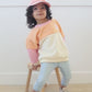 Embroidered Colorblock Crewneck Sweatshirt - Personalized Crew Neck Sweatshirt - Custom Name - Embroidery - Baby Toddler Girl Orange Pink