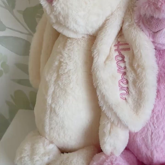 Custom Embroidered Plush Easter Bunny - Easter Basket Gifts for Babies Toddlers & Kids - Personalized Stuffed Animal