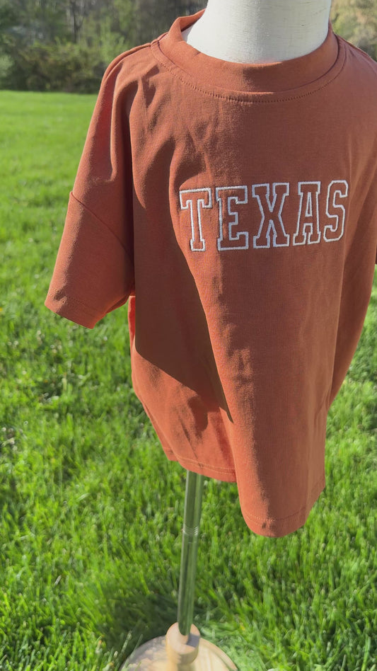 Custom Embroidered Burnt Orange Oversized Tee or T-Shirt Romper