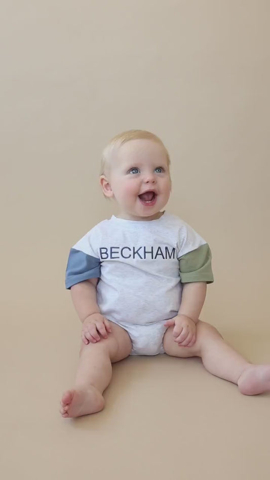 Custom Embroidered Colorblock T-Shirt Romper