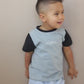 Custom Name Embroidered Colorblock Tee - Custom Toddler Shirt Baby Clothes - Toddler Boy Clothes - Gray Black Neutral