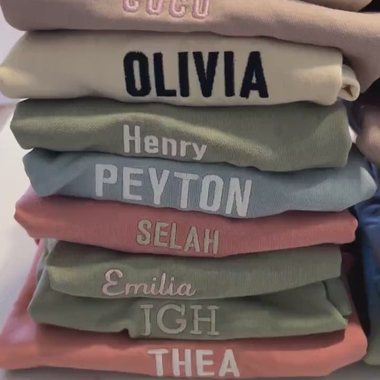 Embroidered Crewneck Sweatshirt - Personalized Crew Neck Sweatshirt - Custom Name Sweatshirt - Varsity Letter Embroidery Name - Baby Toddler