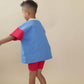Custom Embroidered 90s Colorblock T-Shirt Romper or Oversized Tee Set - choice of bottoms