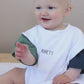 Custom Name Embroidered Baby Colorblock T-Shirt Romper - Short-Sleeved Bubble Romper - Custom Toddler Shirt - Baby Clothes - Baby Boy Outfit