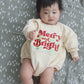 MERRY AND BRIGHT Christmas Graphic Oversized Sweatshirt Romper - Baby Bubble Romper - Bubble Romper - Baby Boy Outfit - Baby Girl - Neutral