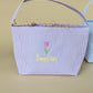 Custom Embroidered Easter Basket - Kids Name or Monogram - Seersucker Blue Purple Pink - Goose Bunny Easter Egg Tractor Floral