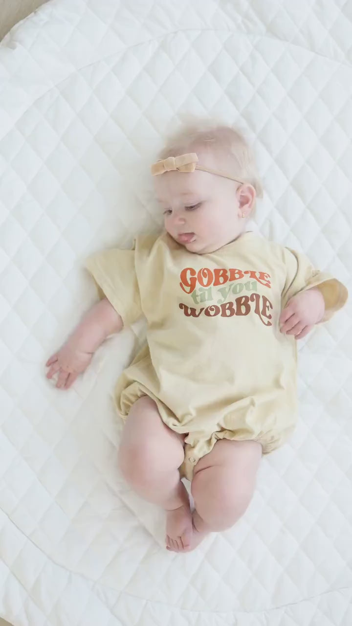 Gobble Til You Wobble Oversized T-Shirt Romper - Thanksgiving Shirt Tee Outfit Clothes - Boy Girl Neutral - Thanksgiving Outlet