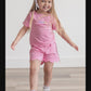 Custom Embroidered Scalloped Shorts Set - Pink or Purple