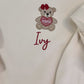 Custom Embroidered Valentine's Day Sweatshirt or Sweatshirt Romper - Bear with or without bow