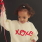 XOXO Hand Embroidered Chunky Knit Sweater for Babies & Toddlers - Valentine's Day Embroidered Baby Sweater - Baby Boy or Girl - Red VDay