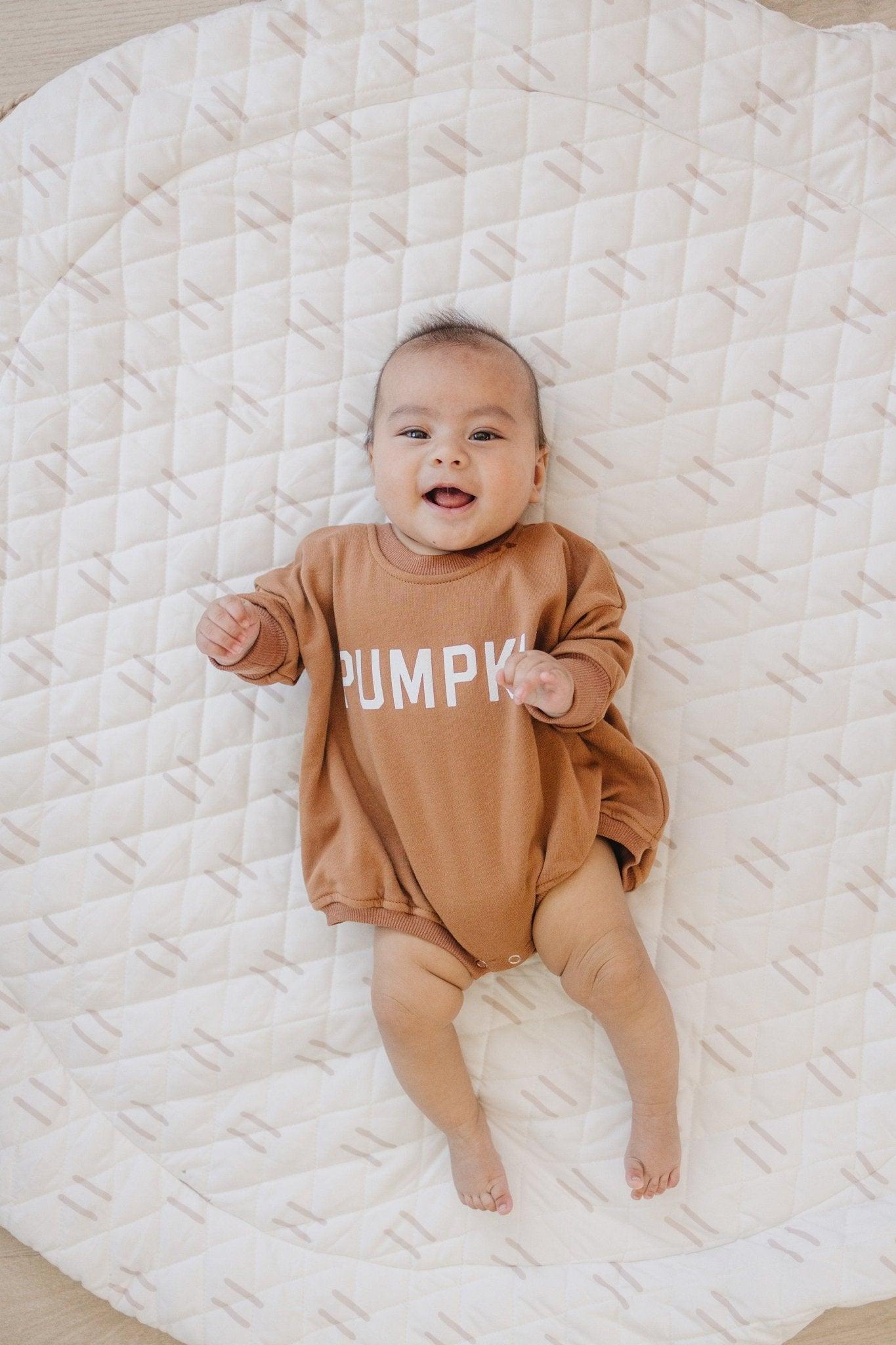 Pumpkin Sweatshirt Romper - Little Joy Co.