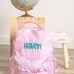 Custom Embroidered Ruffle Backpack - Gingham or Stripes