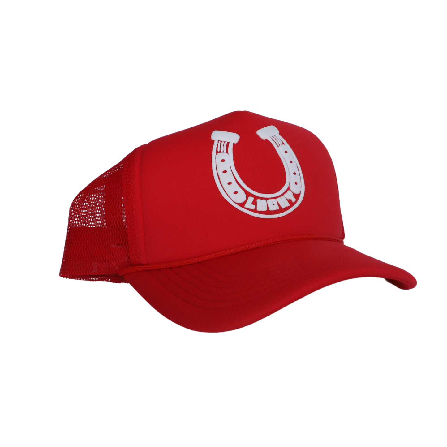 Lucky Horseshoe Trucker Hat - Red