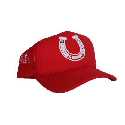 Lucky Horseshoe Trucker Hat - Red