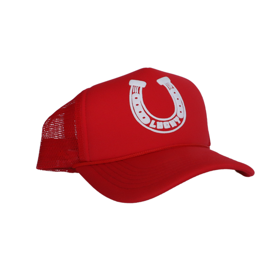 Lucky Horseshoe Trucker Hat - Red