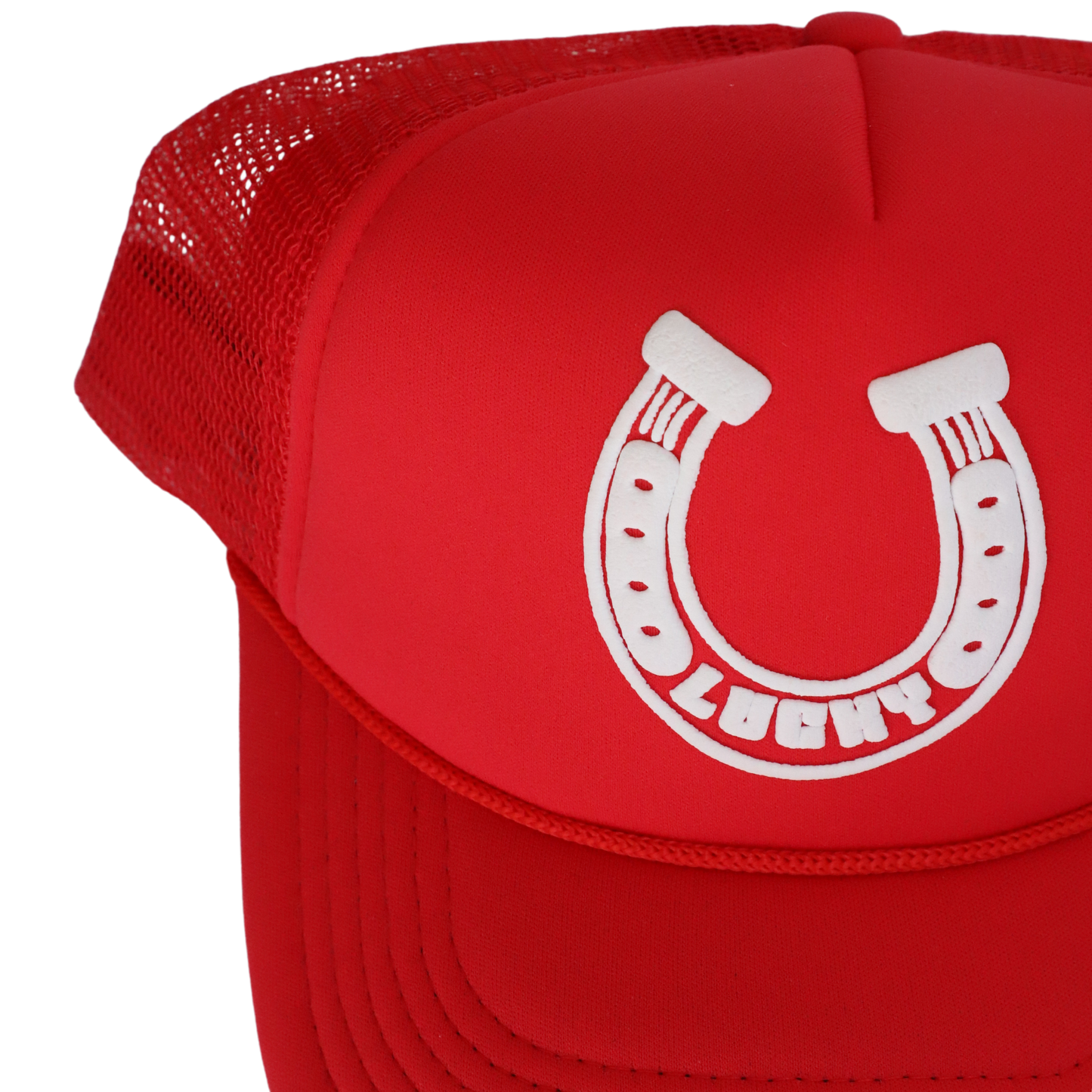 Lucky Horseshoe Trucker Hat - Red