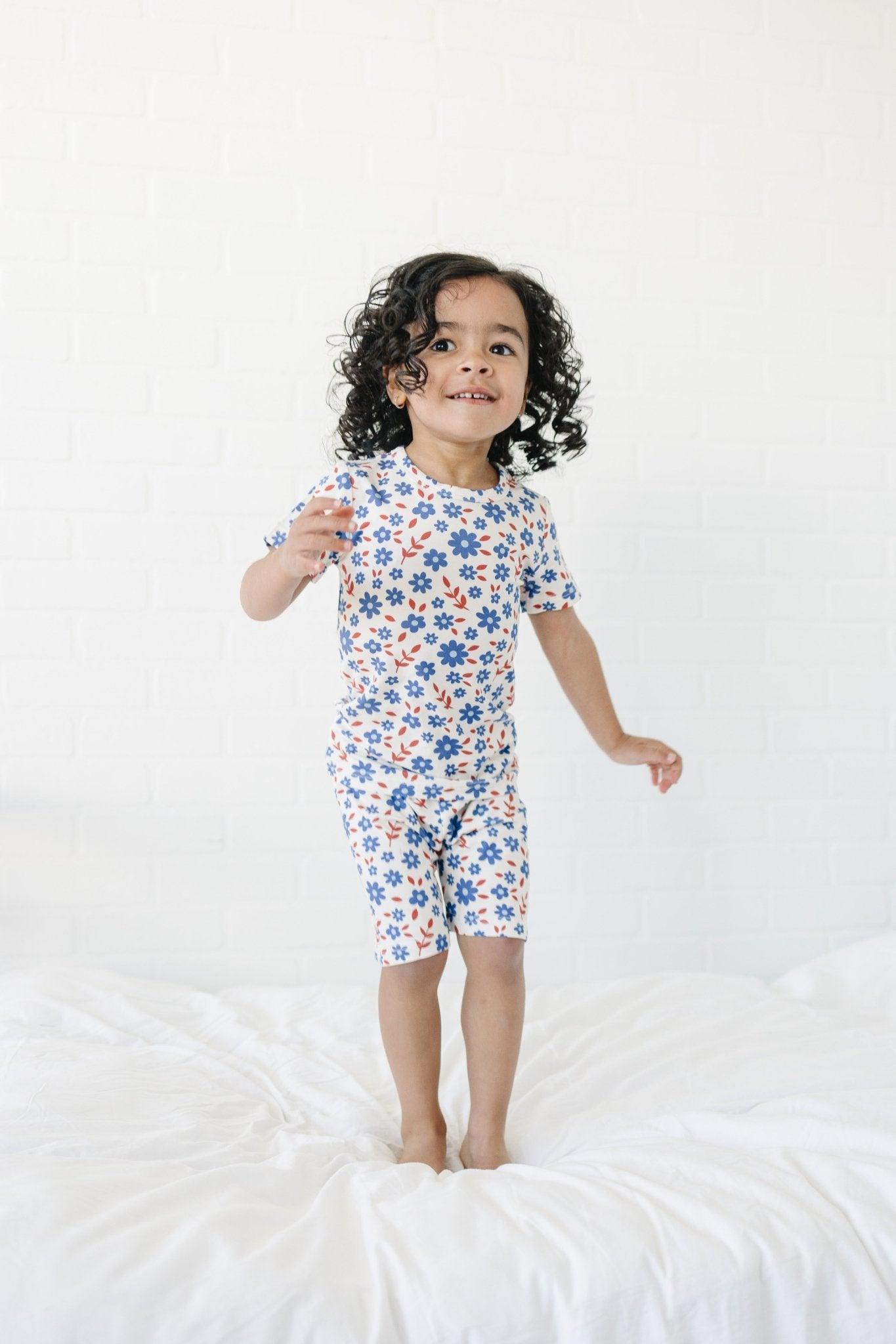 Red White & Blooms 2pc Bamboo Pajamas *see size notes - Little Joy Co.