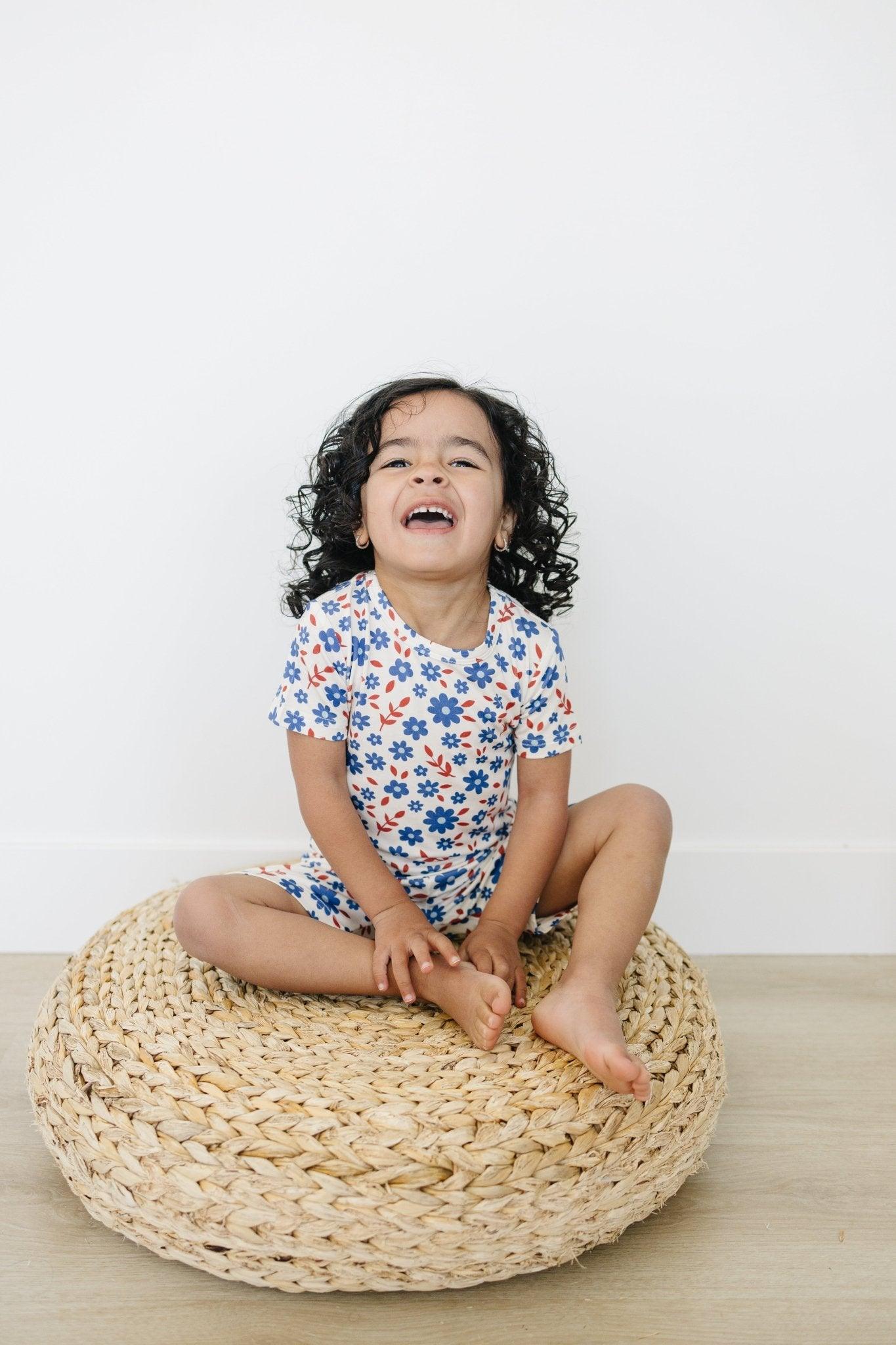 Red White & Blooms 2pc Bamboo Pajamas *see size notes - Little Joy Co.