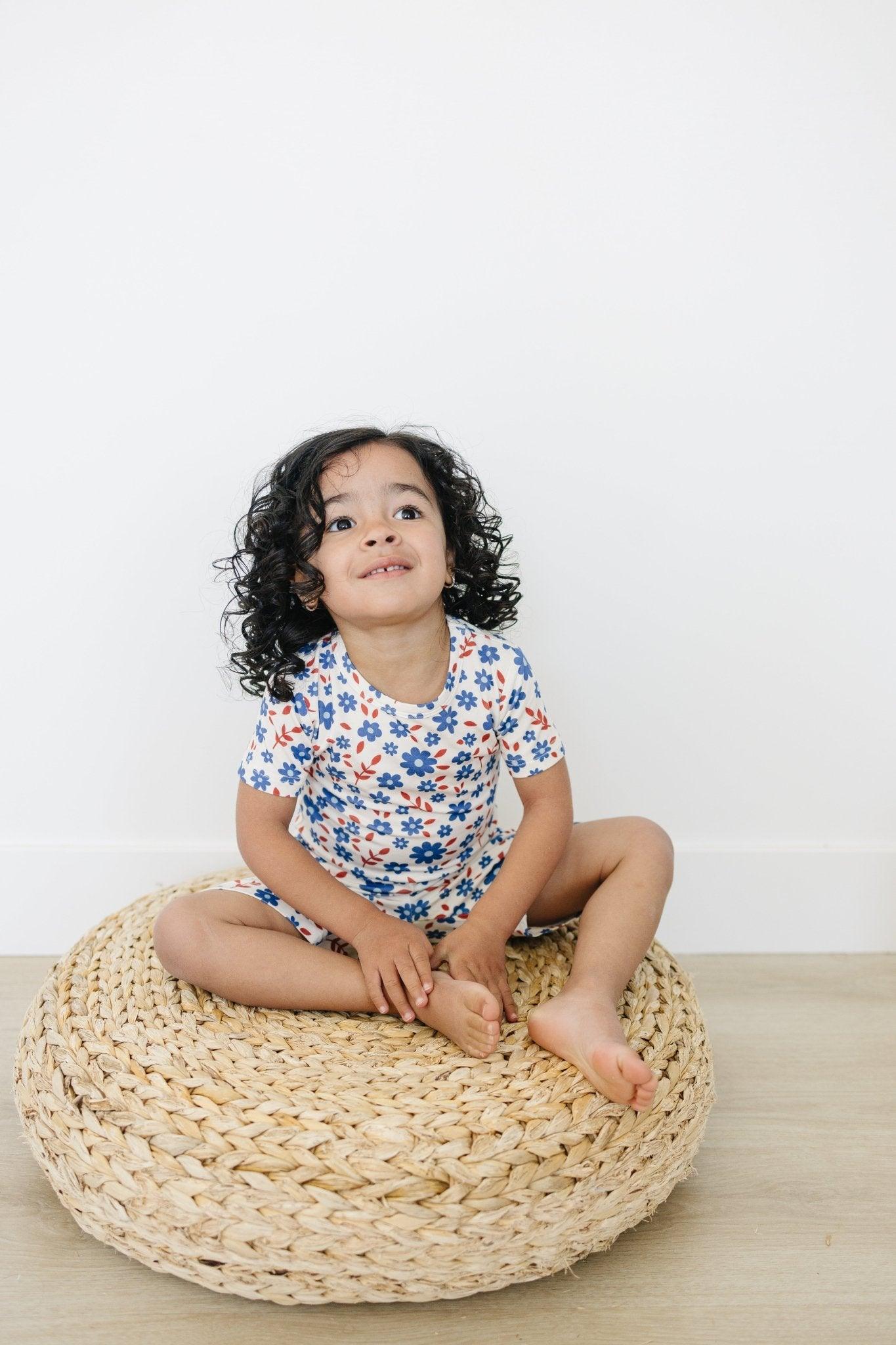 Red White & Blooms 2pc Bamboo Pajamas *see size notes - Little Joy Co.