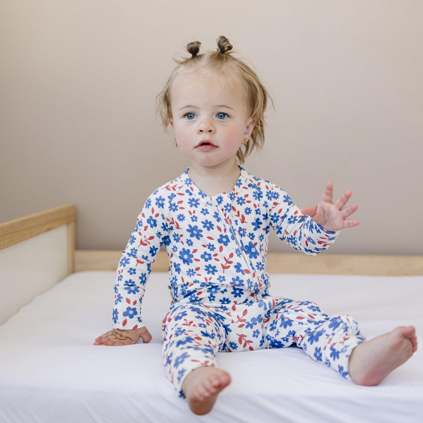 Red White & Blooms Bamboo Zippy Romper - Little Joy Co.