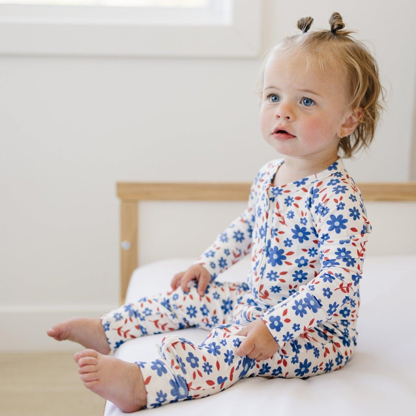 Red White & Blooms Bamboo Zippy Romper - Little Joy Co.