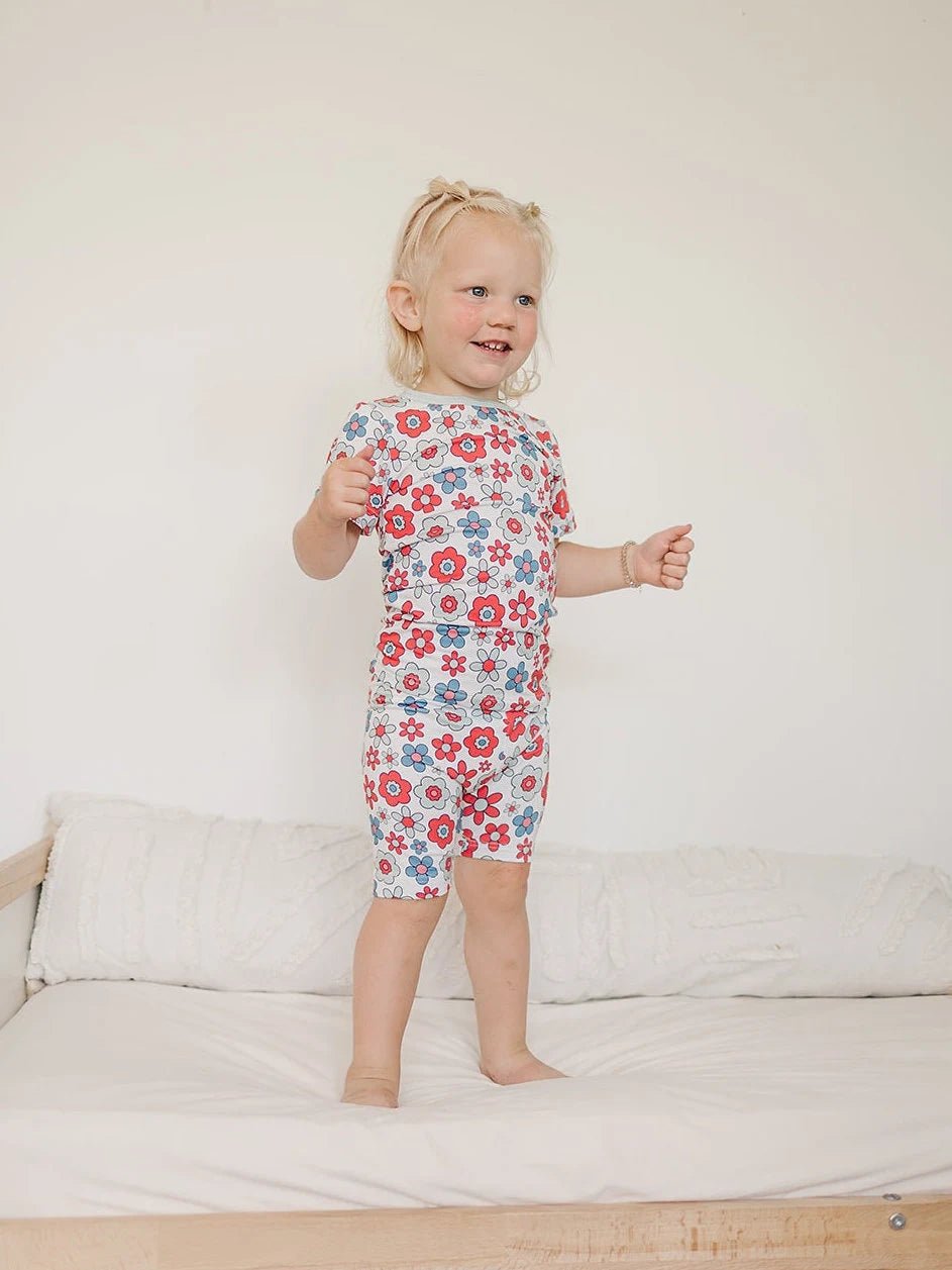 Retro Daisy 4th of July 2pc Bamboo Pajamas - Little Joy Co.