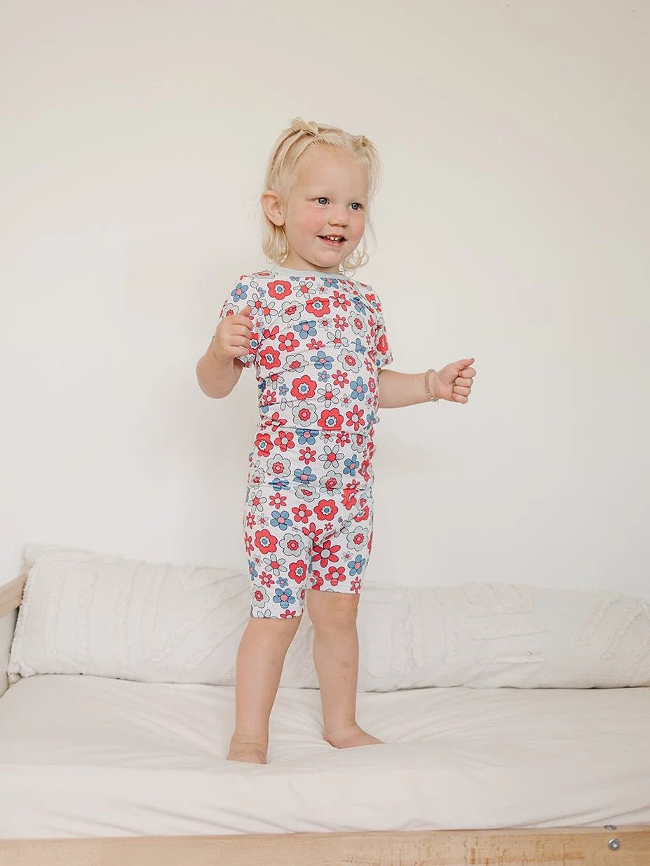 Retro Daisy 4th of July 2pc Bamboo Pajamas - Little Joy Co.