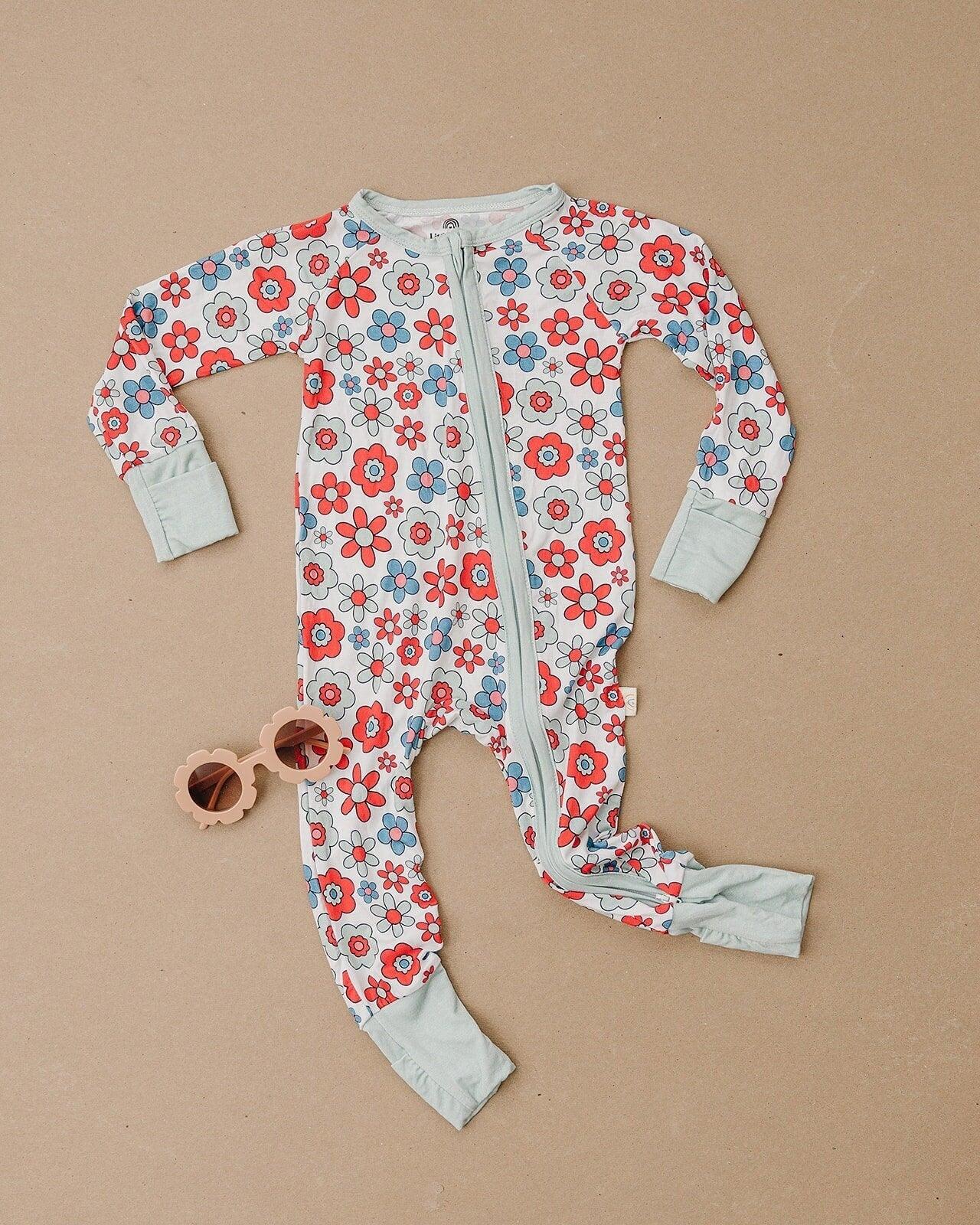 Retro Daisy Bamboo Romper - Zippy or Shorty - Little Joy Co.